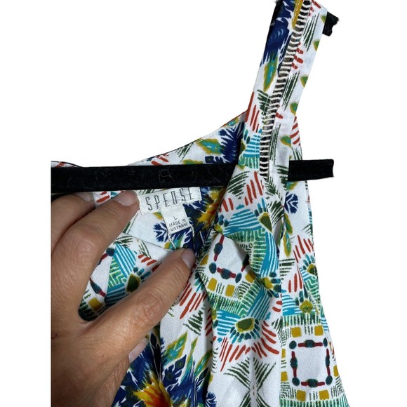 Spense Womens White Aztec Print Dress Sz Large NWT Side Slit Coverup - Picture 5 of 16